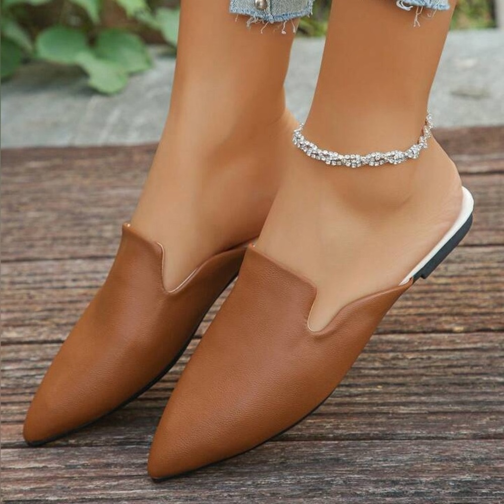 Brown Slip On Mules